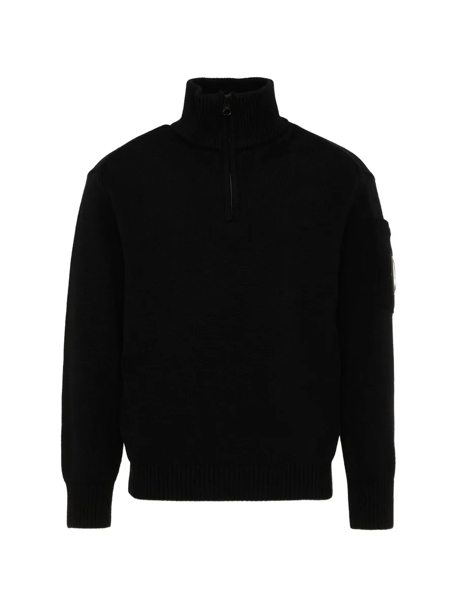 Lens-detail quarter-zip sweater 1