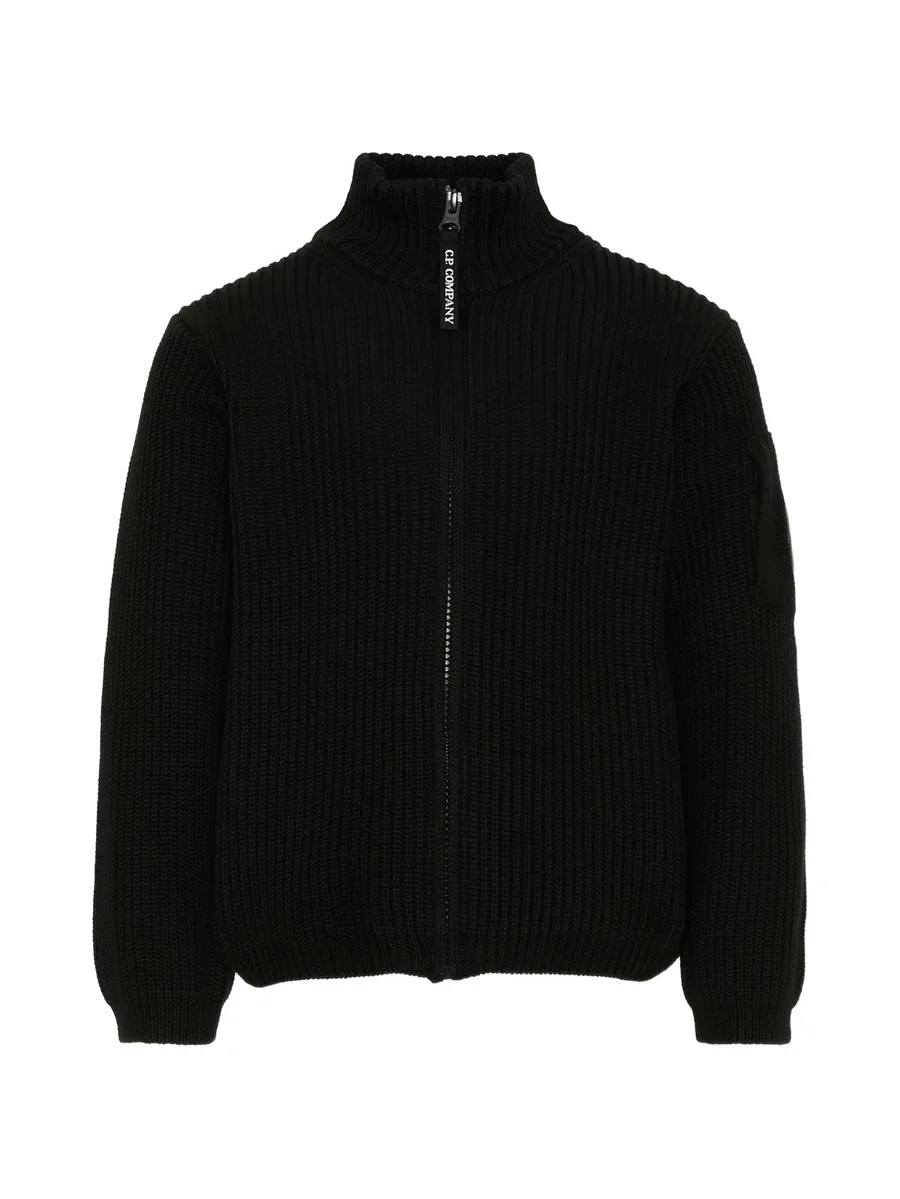 ribbed-knit Lens-detail cardigan 1