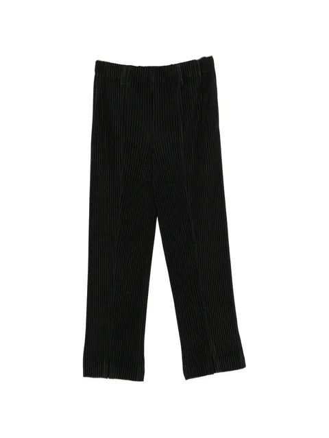 pleated slit-hem trousers