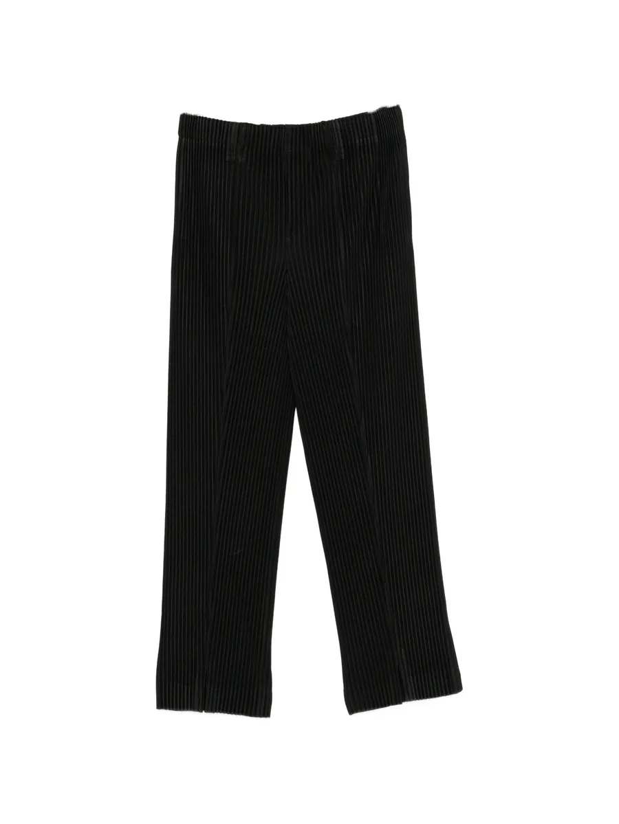 pleated slit-hem trousers 1