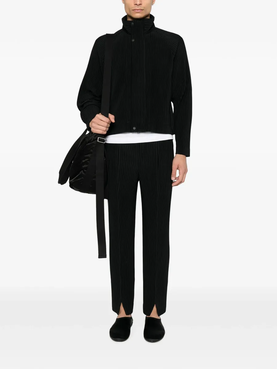 pleated slit-hem trousers 2
