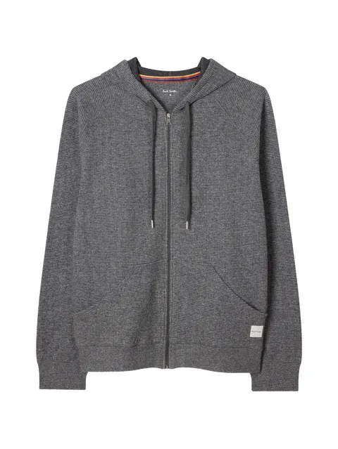 grey waffle lounge zip hoodie