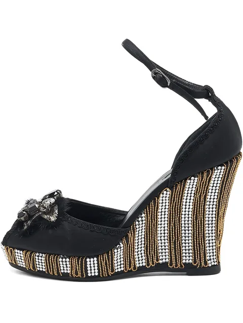 105mm crystal-embellishment wedge sandals