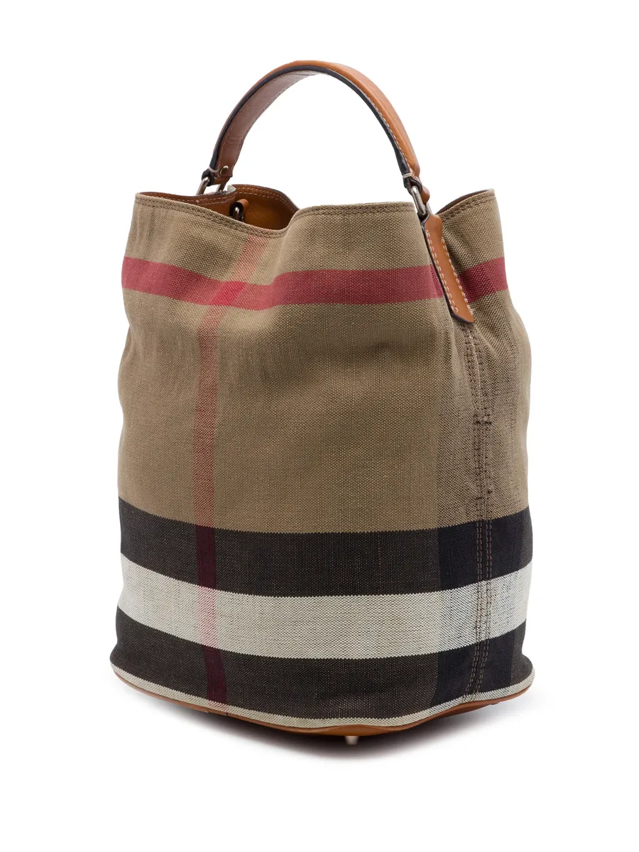 2000-2017 Medium Mega Check Canvas Ashby Bucket Bag satchel 3