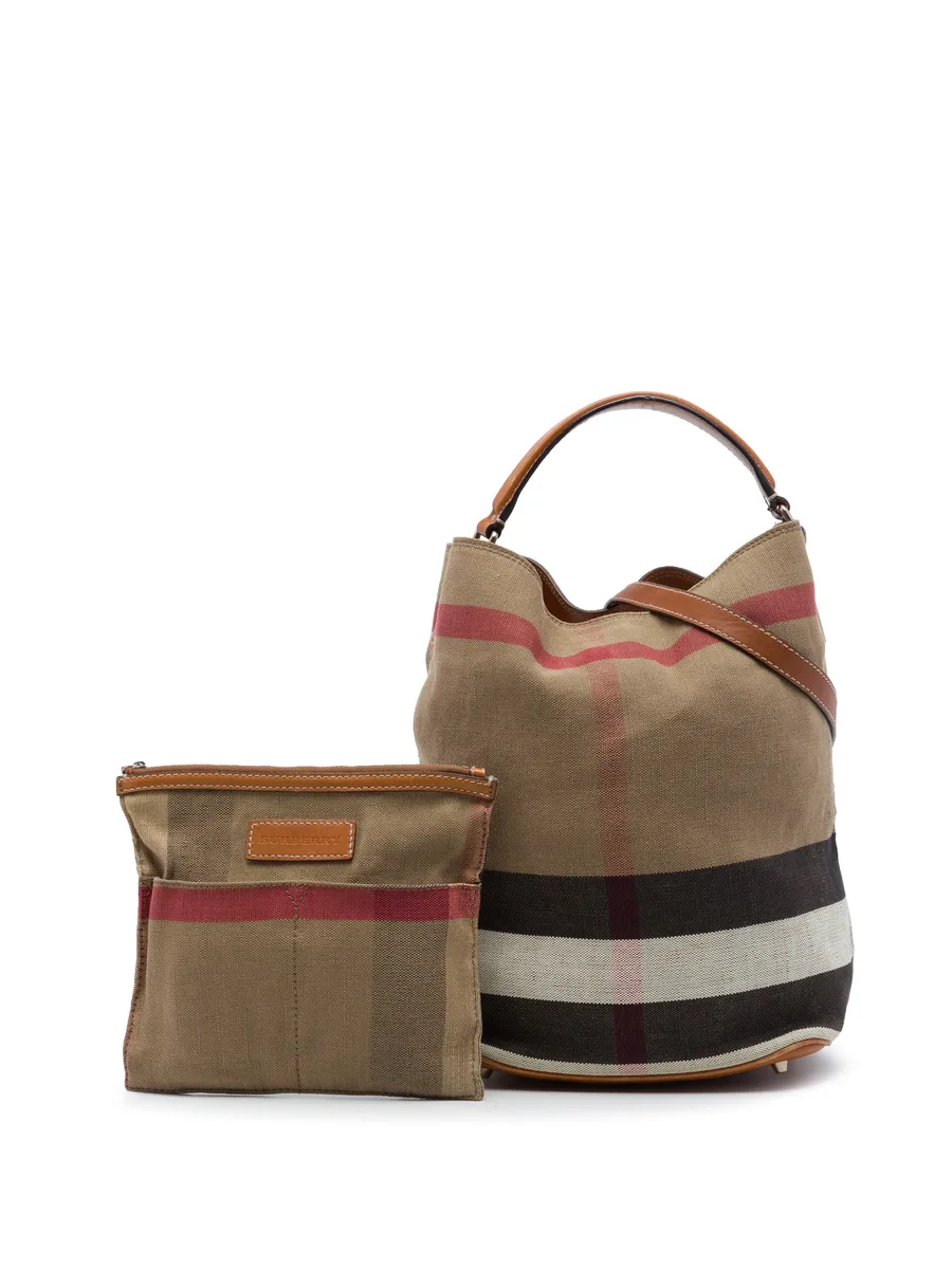 2000-2017 Medium Mega Check Canvas Ashby Bucket Bag satchel 7