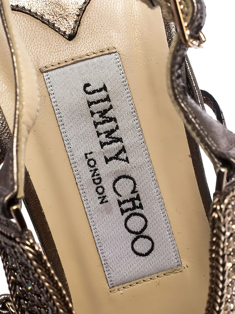 100mm crystal embellishment leather sandals 7