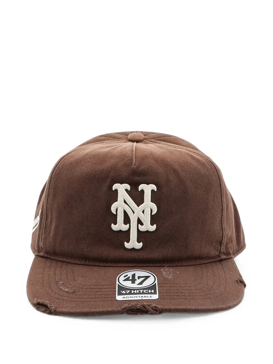 distressed logo-embroidered cap 1