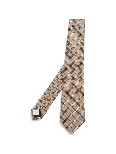 Check pattern silk tie