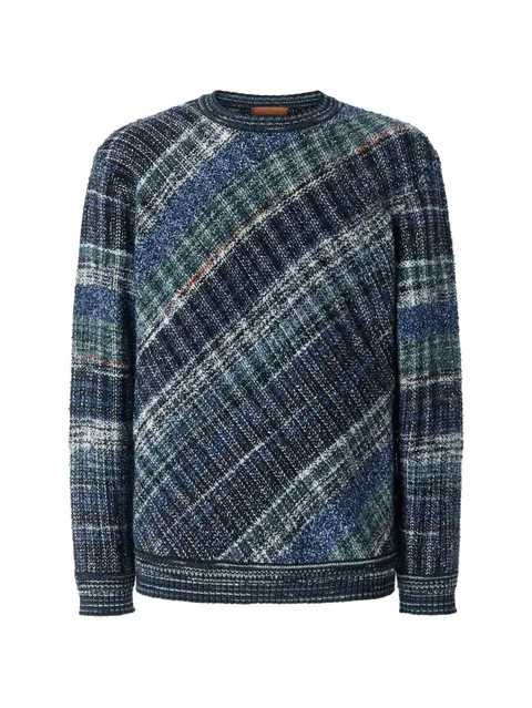 wool-blend pullover with macro-check pattern