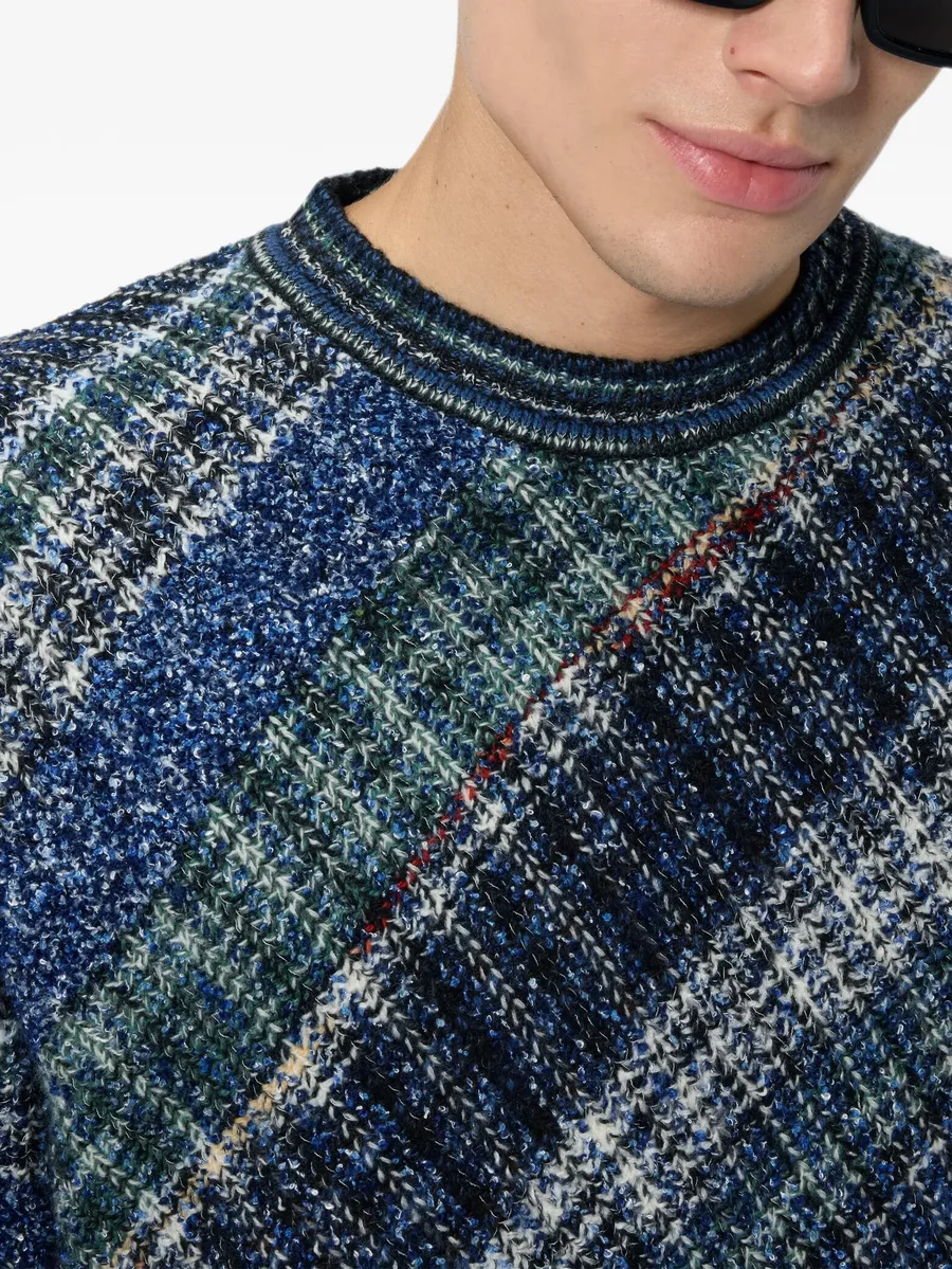 wool-blend pullover with macro-check pattern 4