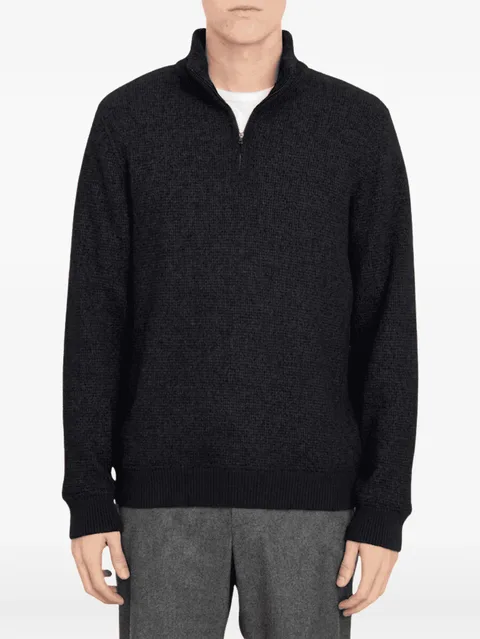 half-zip waffle-knit sweater