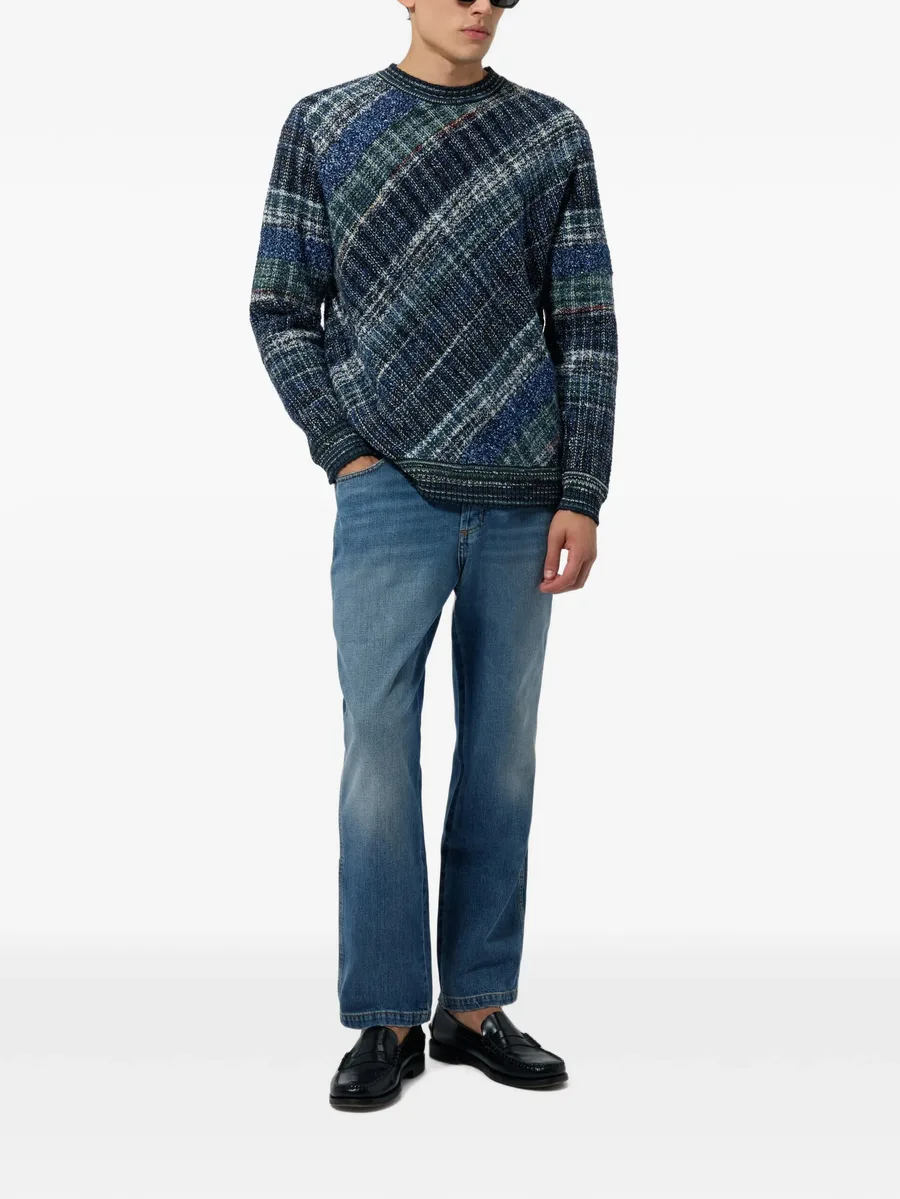 wool-blend pullover with macro-check pattern 2