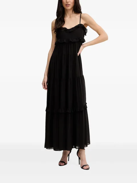 ruffled georgette tiered maxi dress