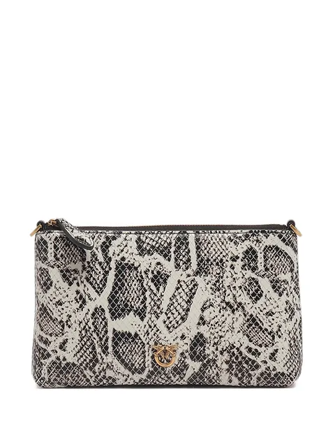 mini Flat Horizontal cross body clutch in python-print leather