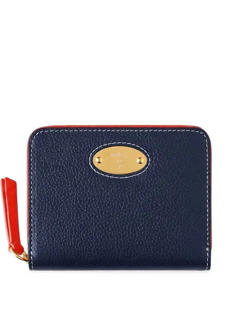 logo-plaque grained leather purse