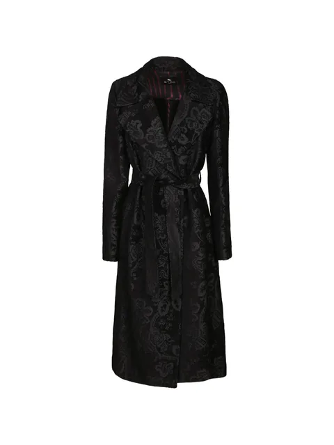 paisley-jacquard belted coat