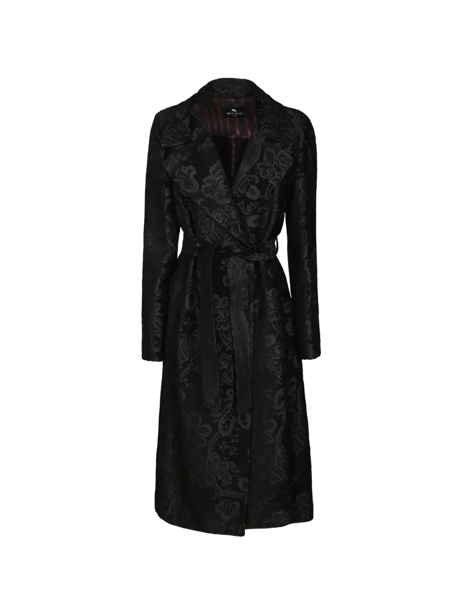 paisley-jacquard belted coat 1