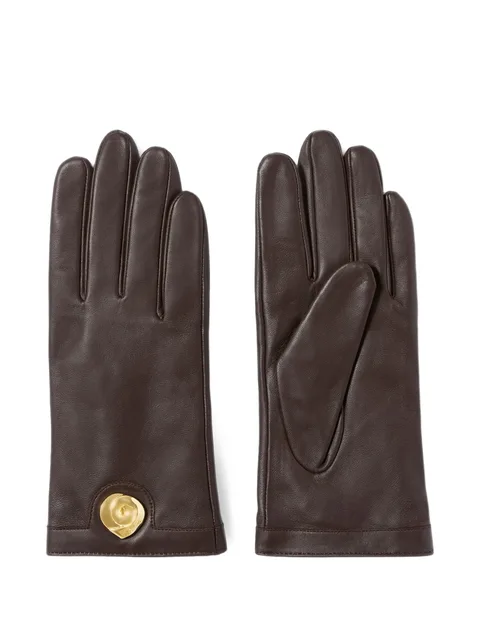 logo-plaque leather gloves