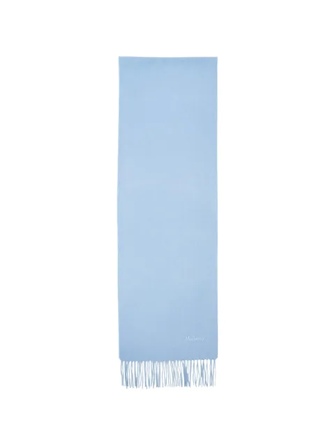 embroidered-logo fringed-hem scarf