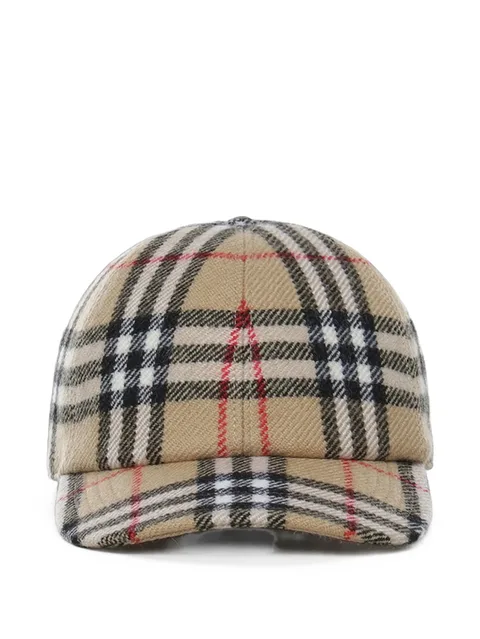 Check wool baseball cap