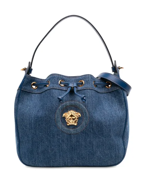 2021-2026 Denim La Medusa Drawstring Bucket Bag satchel