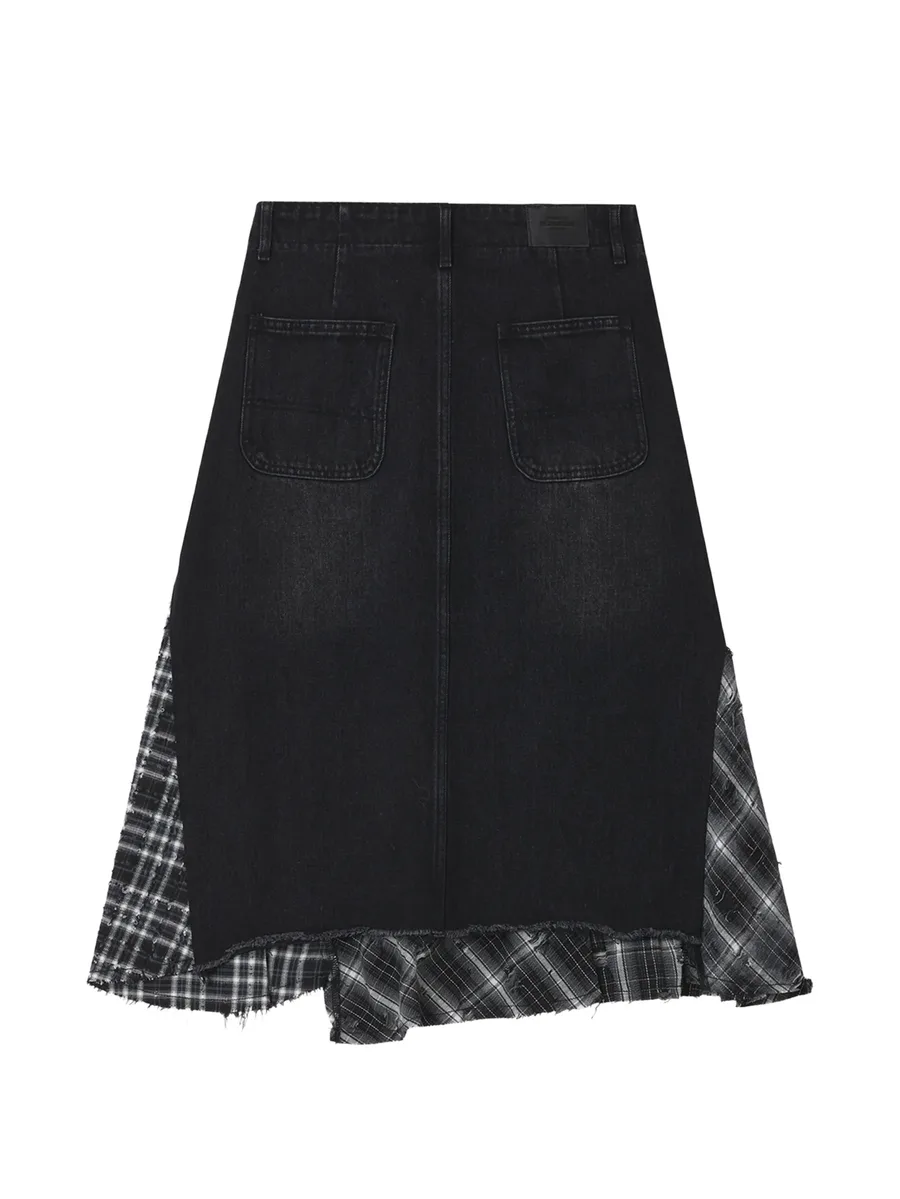 distressed patchwork midi skirt 2