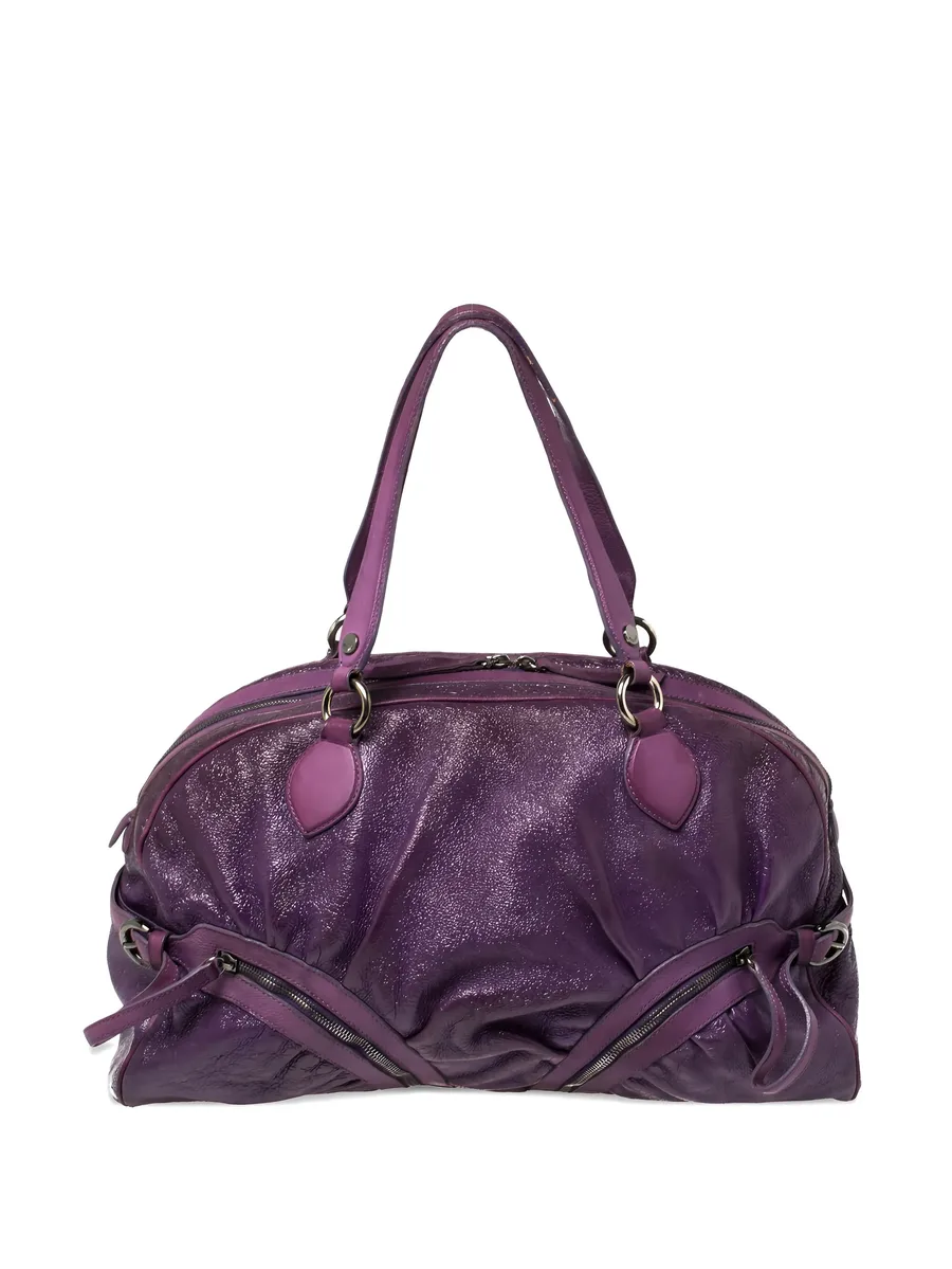 draped-design leather tote bag 2