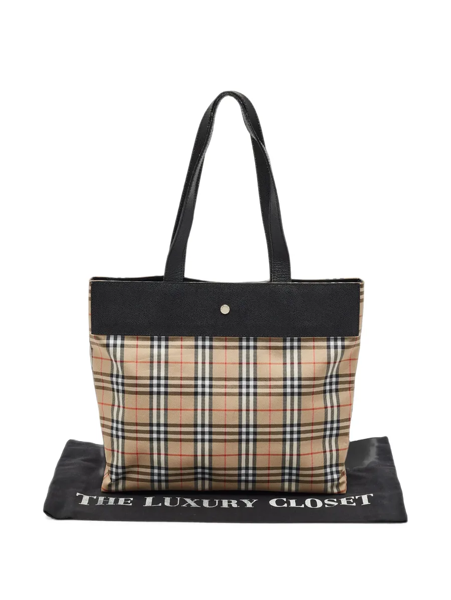 check pattern-print tote bag 5