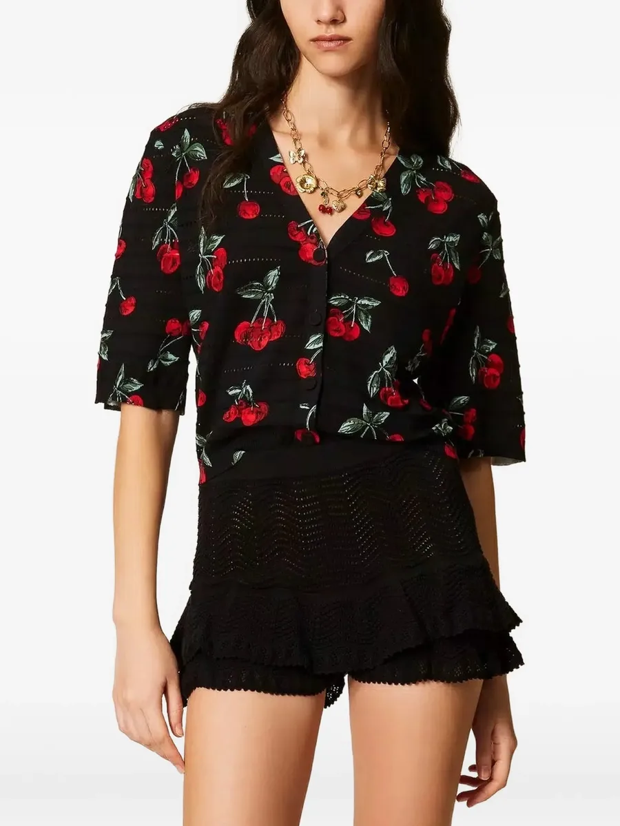 cherry-print cardigan 1