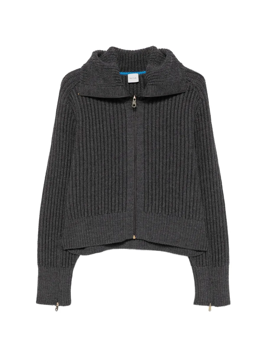 ribbed-knit zip-up sweater 1
