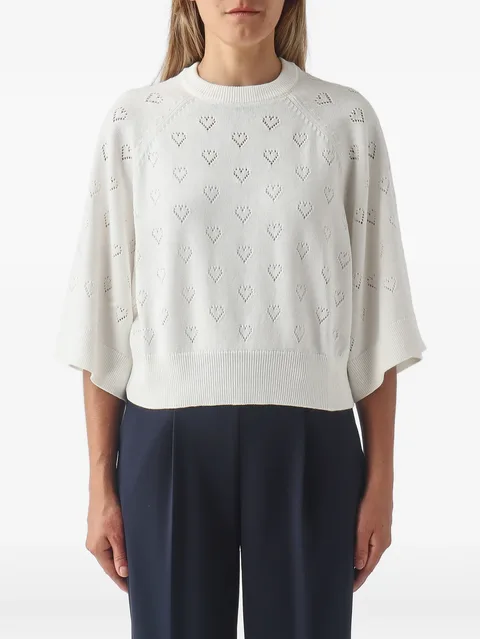 heart-pointelle raglan-sleeve knit