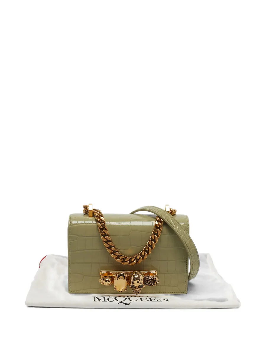 Skull Knuckle crocodile-embossed mini bag 5