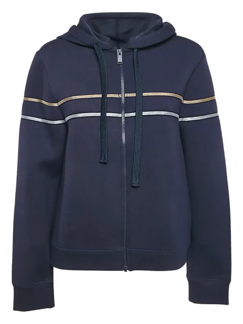 pre-owned stripe zip-up hooded jacket