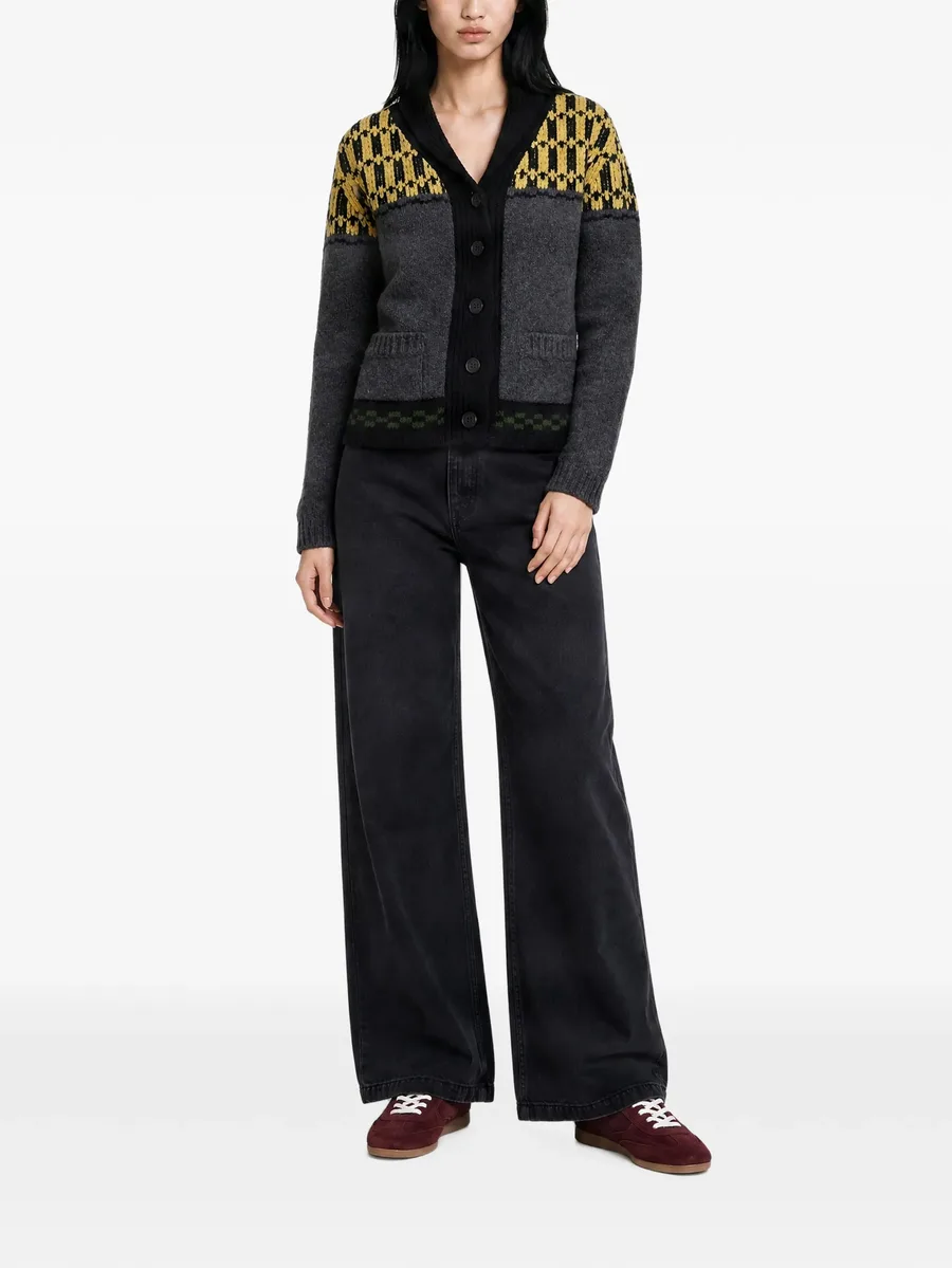 geometric-pattern shawl-collar cardigan 2