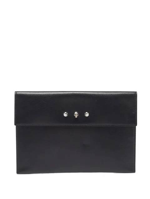skull-motif leather clutch bag