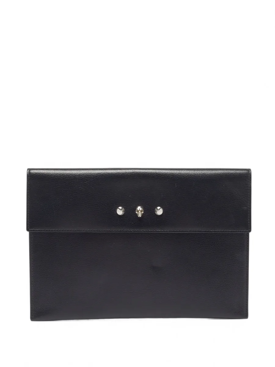 skull-motif leather clutch bag 1