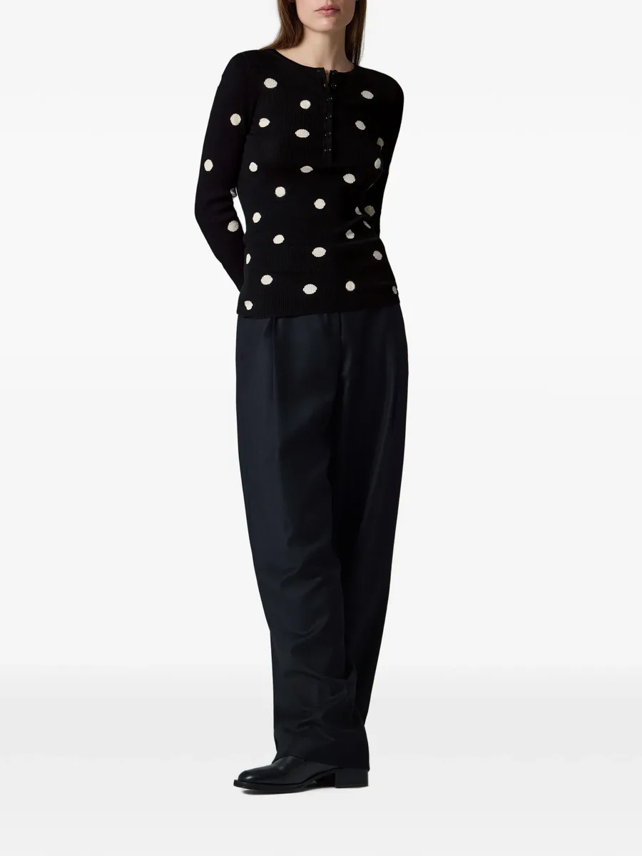 merino wool polka dot henley top 2