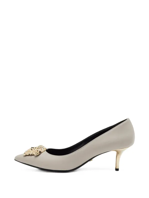 Medusa plaque pointed-toe pumps