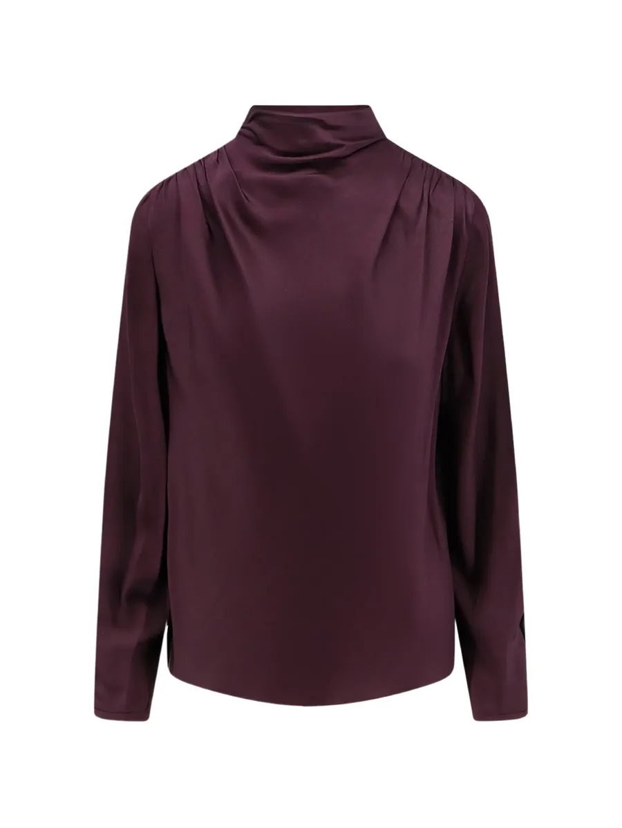 draped high-neck blouse 1