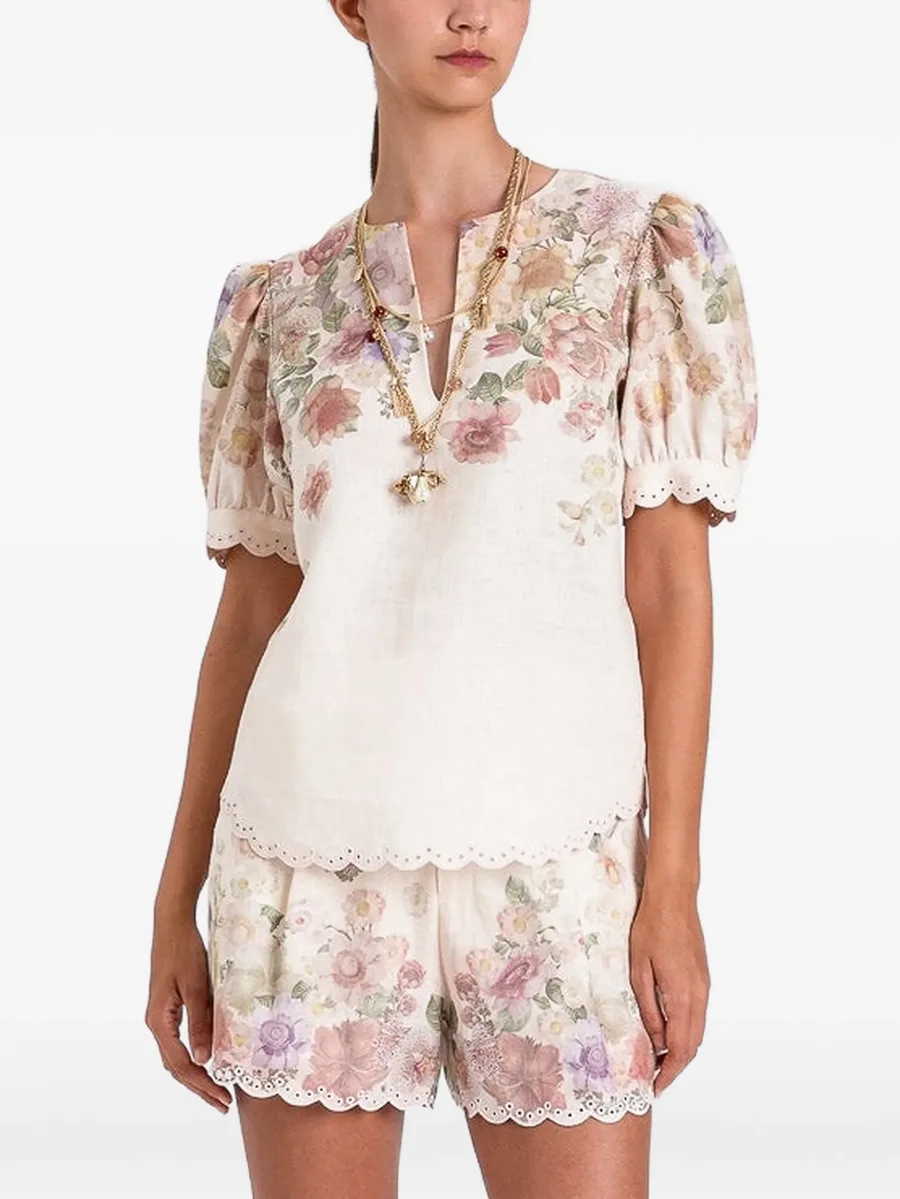 linen floral blouse with embroidery 1