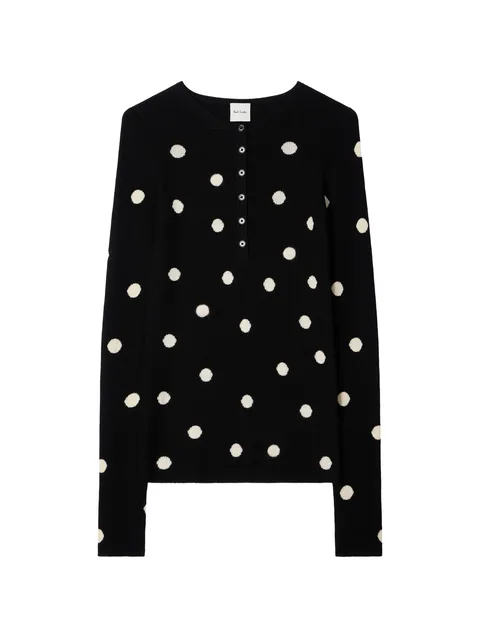 merino wool polka dot henley top