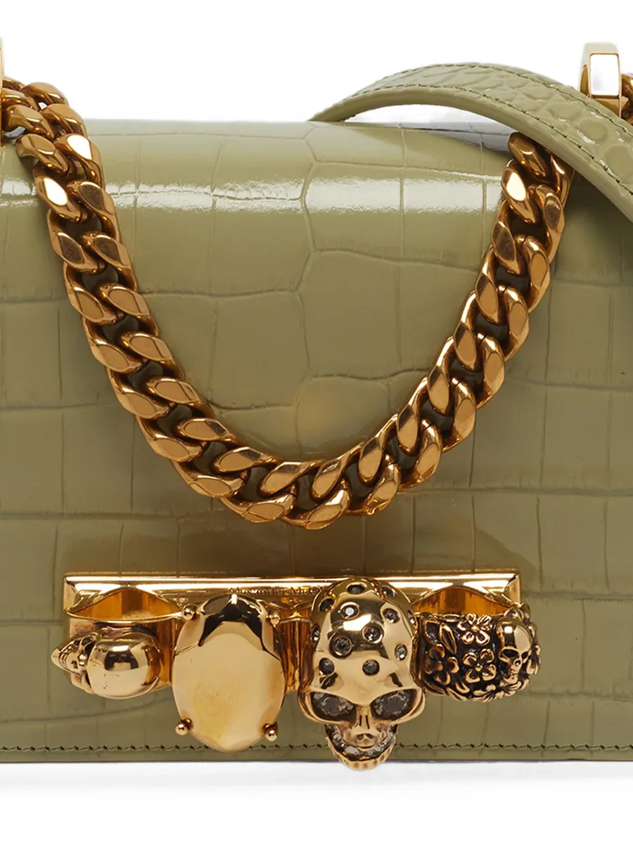 Skull Knuckle crocodile-embossed mini bag 4