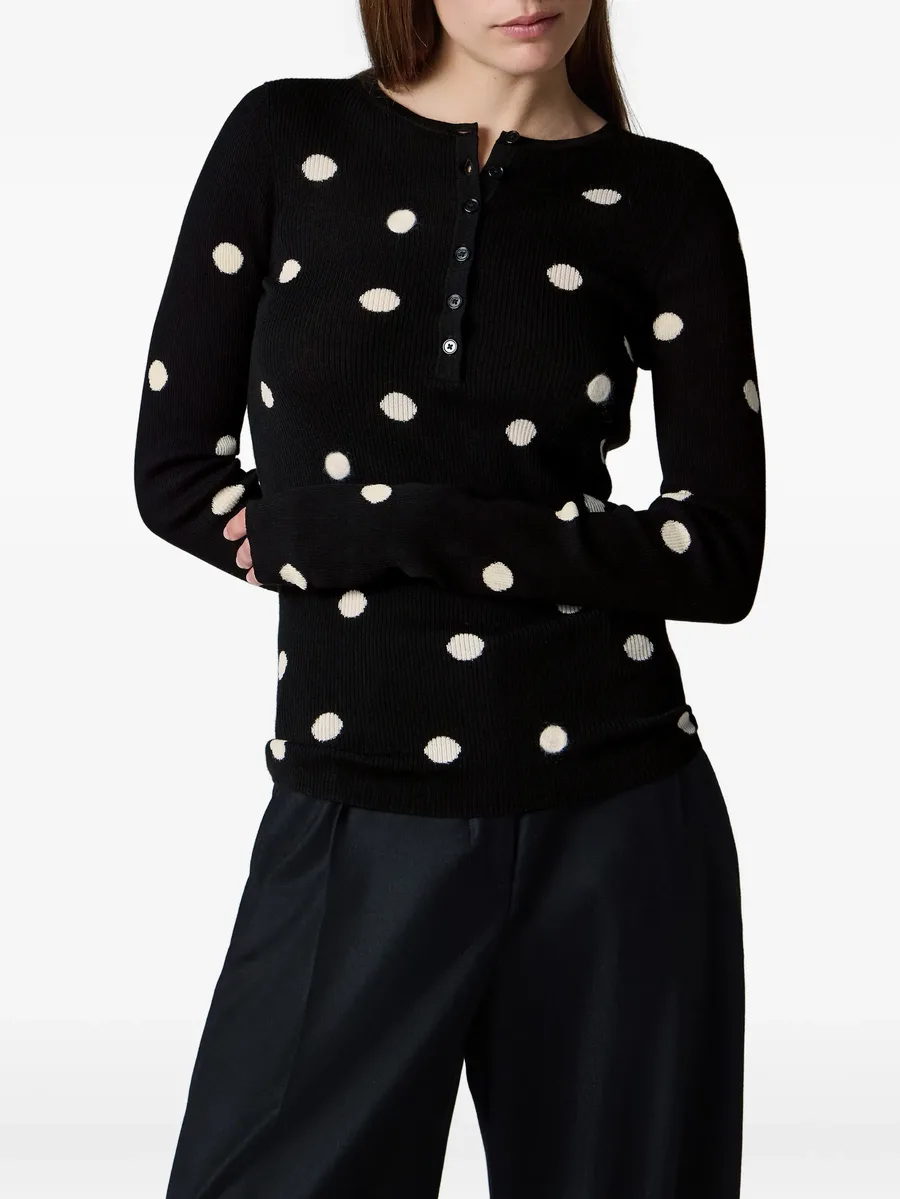 merino wool polka dot henley top 3