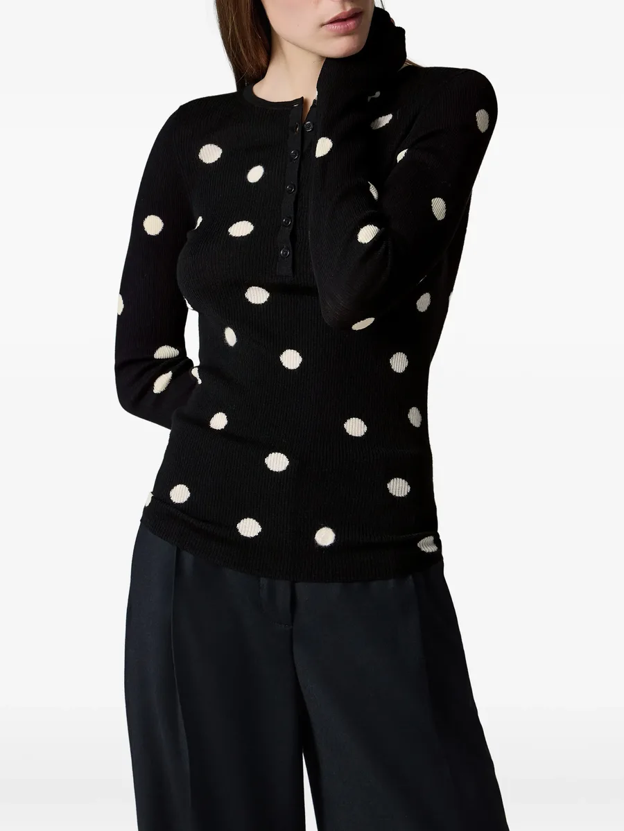 merino wool polka dot henley top 4