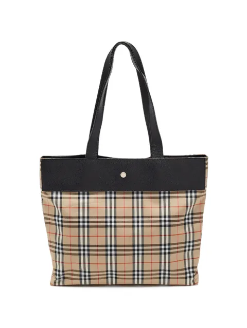 check pattern-print tote bag