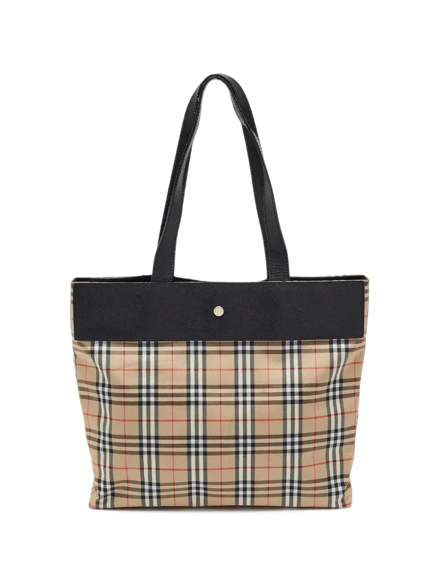 check pattern-print tote bag 1