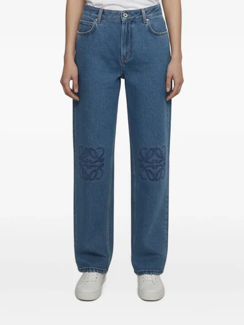 Anagram embroidered jeans