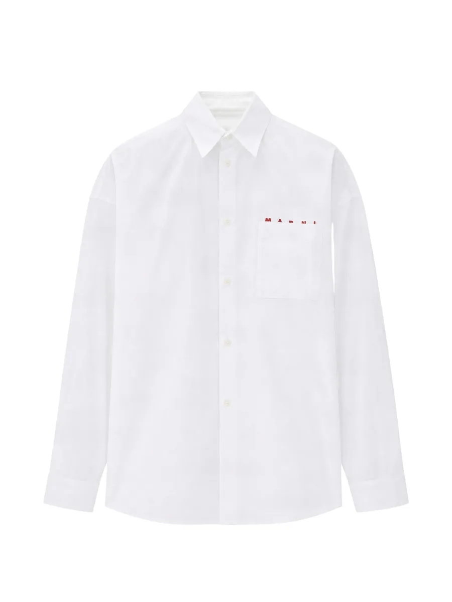 logo-embroidered chest-pocket shirt 1