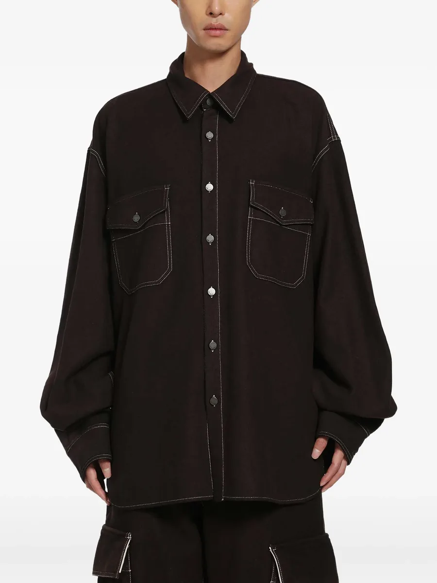 Tavis contrast-stitch oversized shirt 1