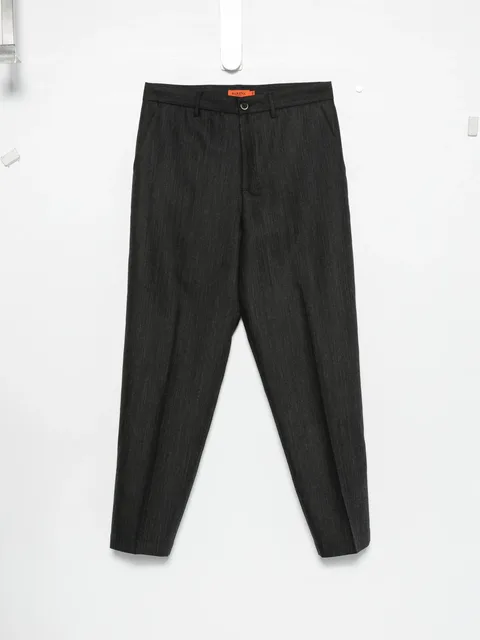 herringbone-weave straight-leg trousers
